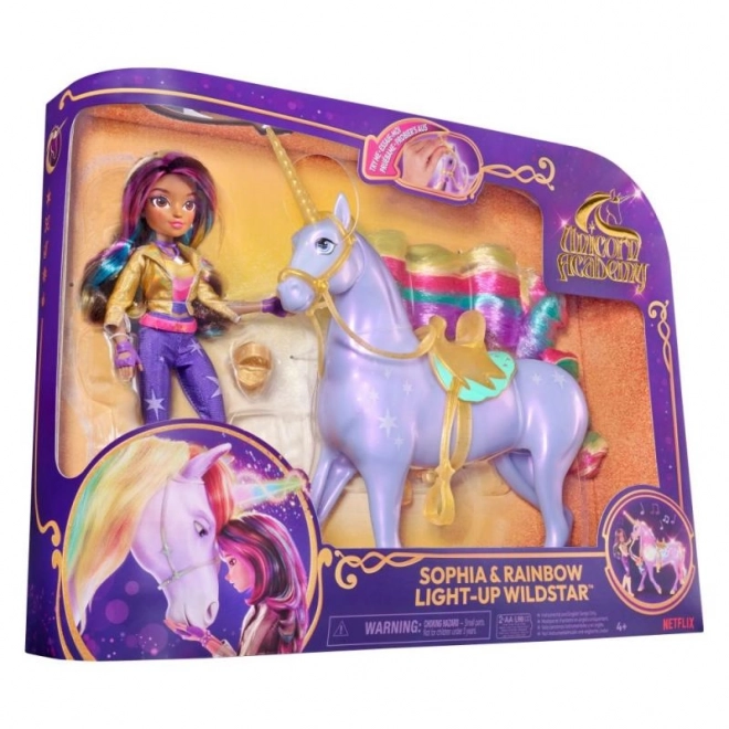 set unicorn academy wildstar cu păpușa sophia 24cm