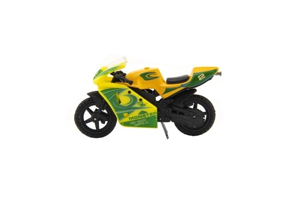 Model de motocicletă de curse din metal/plastic, 8 cm