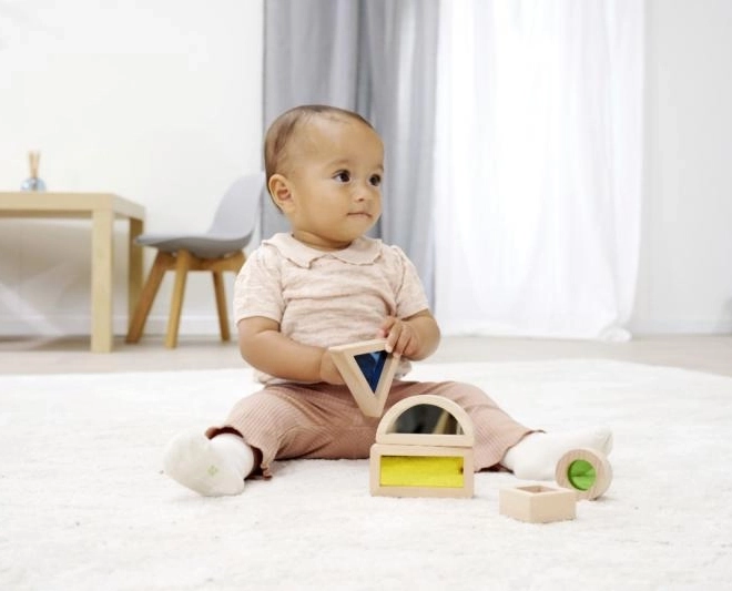Cuburi senzoriale Montessori EICHHORN, 5 piese, lemn de fag