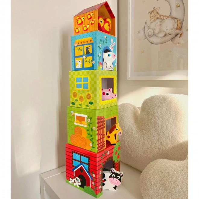 Puzzle cuburi fermă Woopie Green