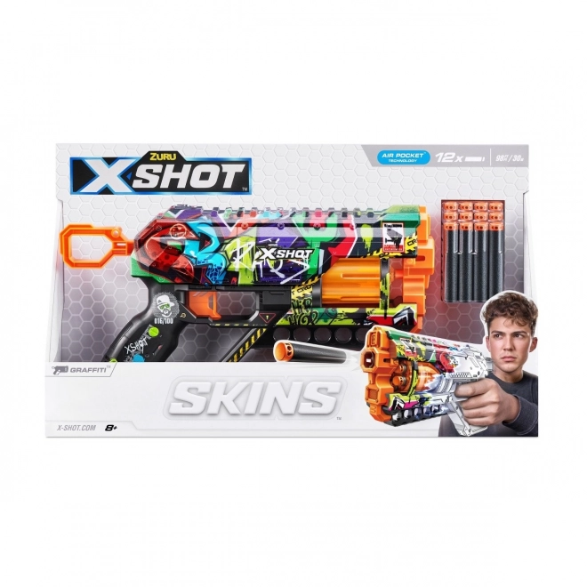 Lansator X-Shot Skins Griefer Graffiti cu 12 săgeți