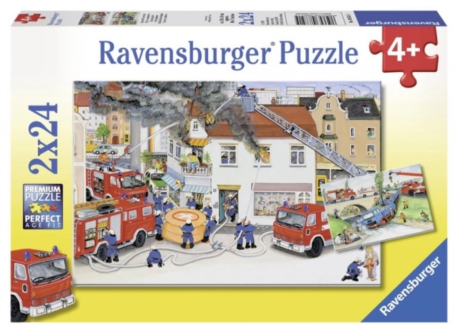 Puzzle cu Brigada de Pompieri Ravensburger 2x24 piese