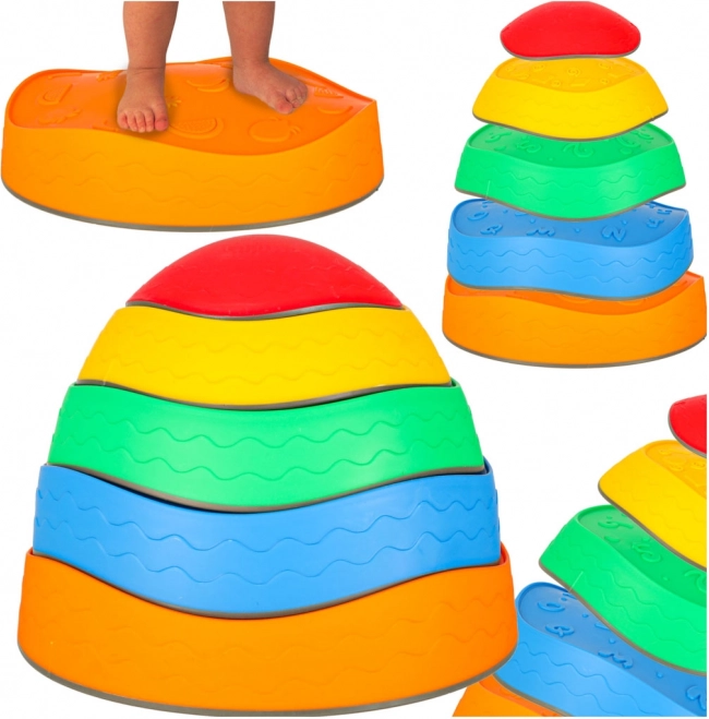 Poteca senzorială cu pietre colorate - joc podeaua este lavă, set 5 buc.