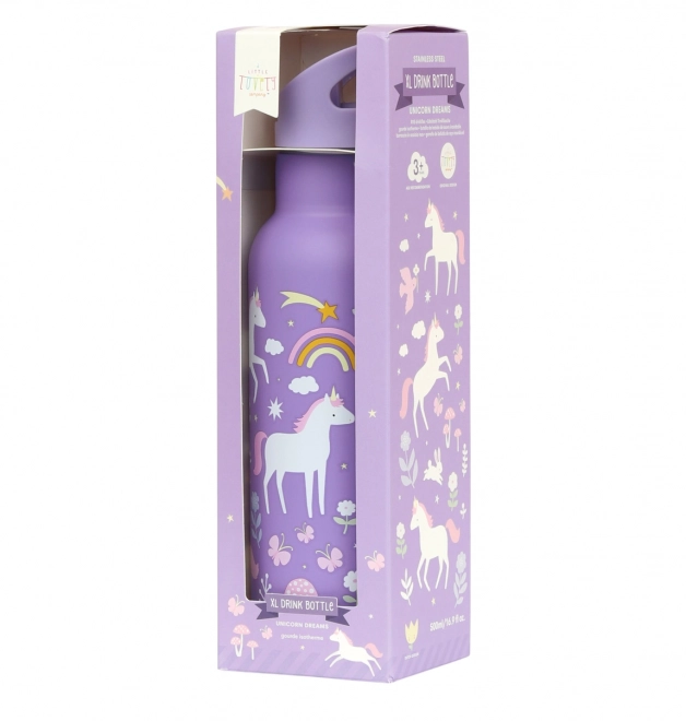 A Little Lovely Company Sticlă de băut din oțel inoxidabil 500 ml – Unicorni și curcubee