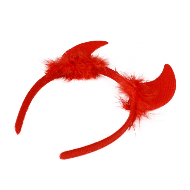 Coadă și coarne roșii cu pene pentru carnaval