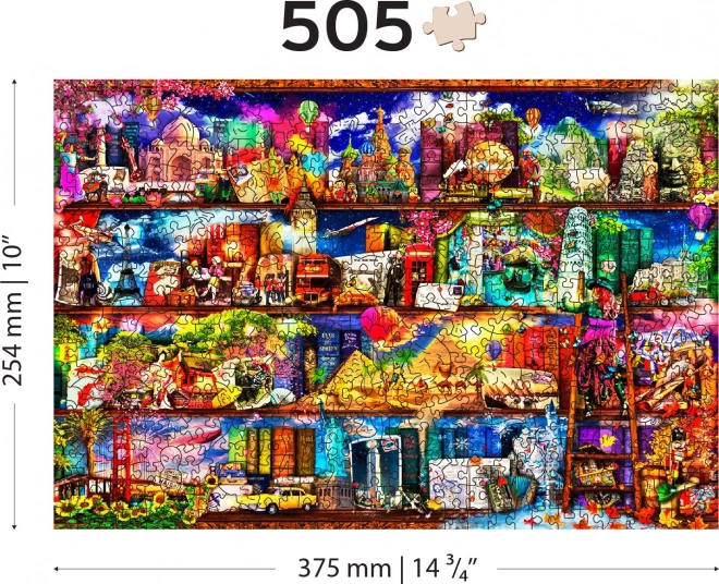 Puzzle de lemn bibliotecă de călătorie