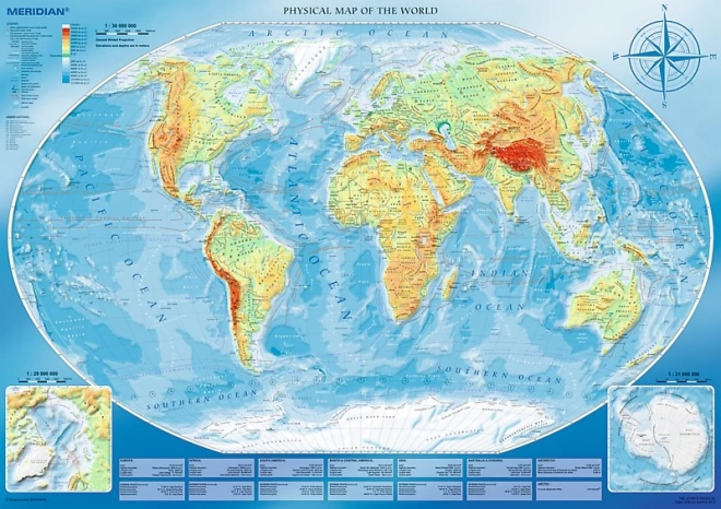 Puzzle 4000 piese - Hartă fizică mare a lumii
