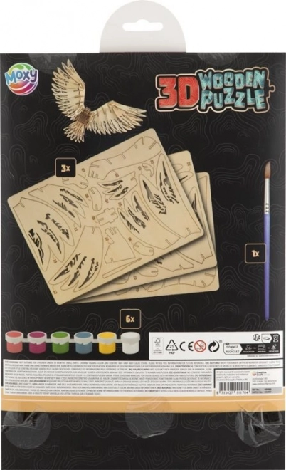 Puzzle 3D de colorat din lemn Vultur