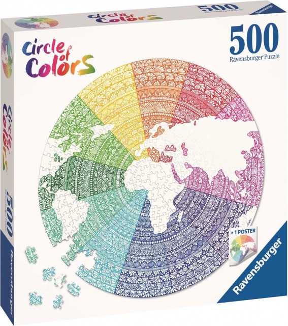 Puzzle Ravensburger Mandala cercul culorilor 500 piese