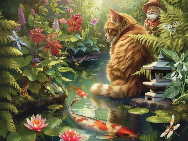 Puzzle Pisica și Koi 275 piese XL