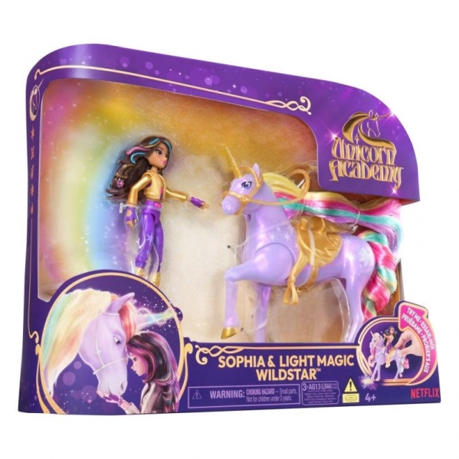 Sofia și Wildstar unicorn luminos și figurină 11 cm unicorn academy