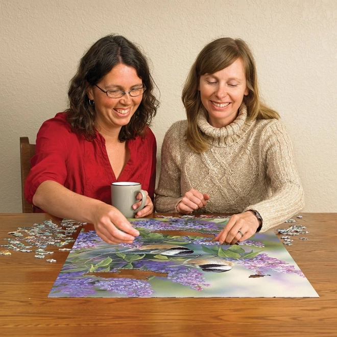 Puzzle Sýkorky pe liliac 1000 piese