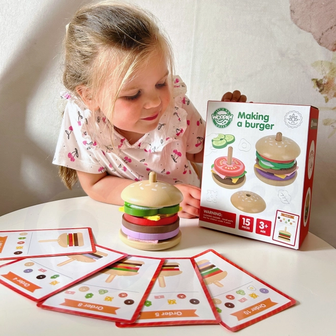 Burger din lemn pentru copii 15 piese WOOPIE GREEN