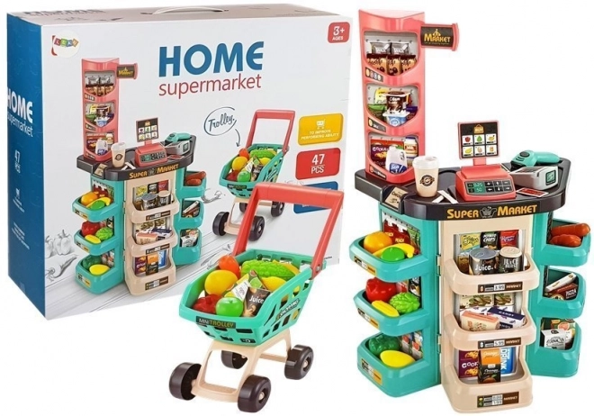 Set supermarket cu cărucior și scaner
