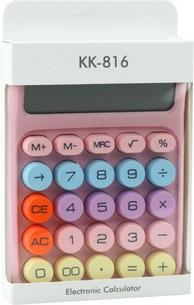 Calculator roz cu baterie pentru birou și școală