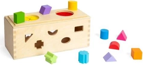 Bigjigs Toys Cutie misterioasă din lemn pentru introducerea și sortarea formelor