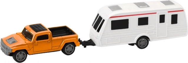 Set Mașină de Teren cu Rulotă de Camping - Portocaliu