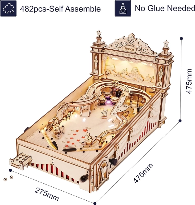 Puzzle 3D Din Lemn Automat Pinball