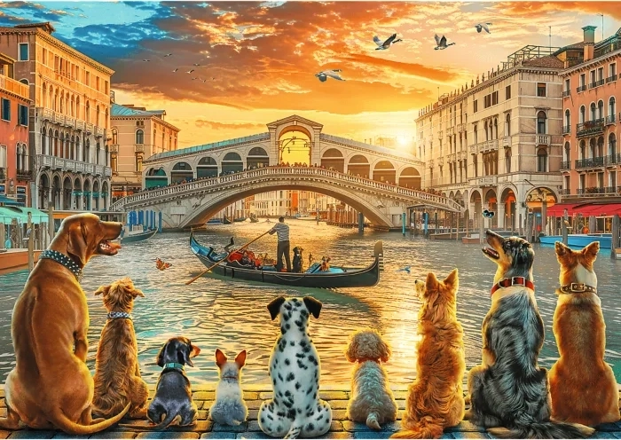 Puzzle Trefl câini în Veneția 1000 piese