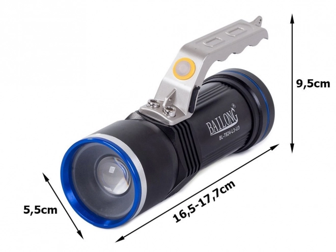 Lanternă profesională Bailong cu LED CREE XM-L3-U3 și funcție de zoom