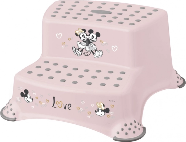 Scăunel cu două trepte pentru copii, pentru WC și chiuvetă Minnie roz