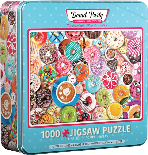 Puzzle petrecerea gogoșilor în cutie metalică 1000 piese