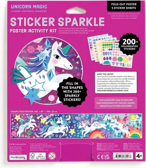 Set de abțibilduri strălucitoare cu Unicorni Magici