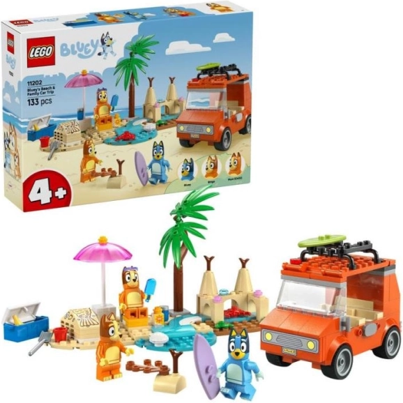 Bluey excursie de familie cu mașina la plajă set de construcție
