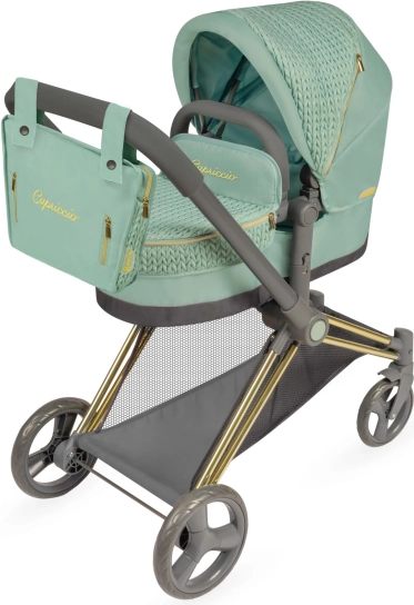 Cărucior pliabil pentru păpuși 3 în 1 cu geantă CAPRICCIO, 73 cm
