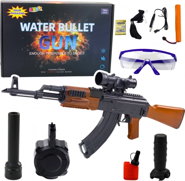 Carabină cu biluțe de apă cu accesorii și ochelari de protecție