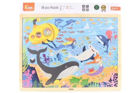 Puzzle din lemn 48 de piese - viața marină