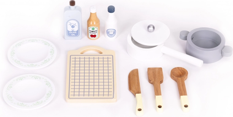 12 accesorii din lemn în pachet