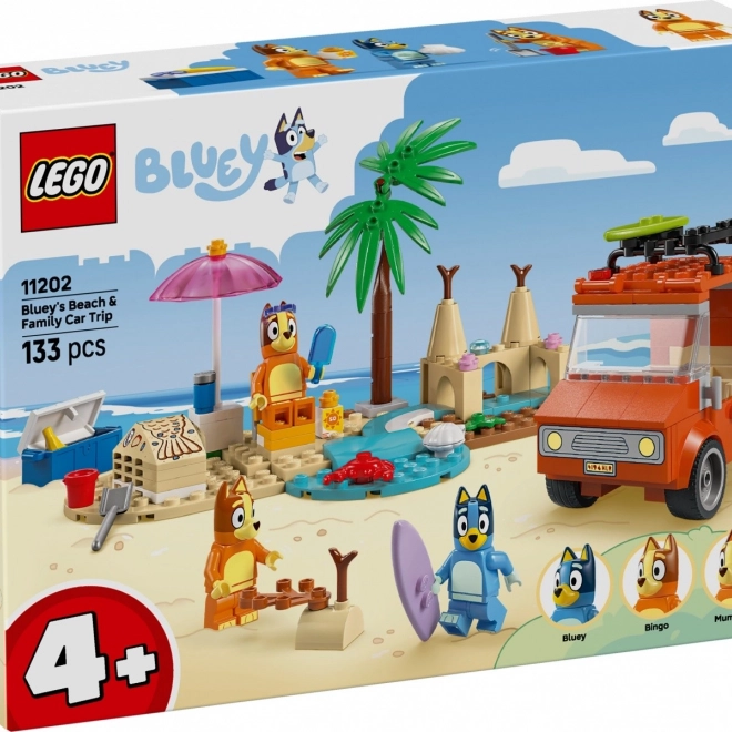 Set de construcție LEGO Bluey excursie de familie cu mașina la plajă
