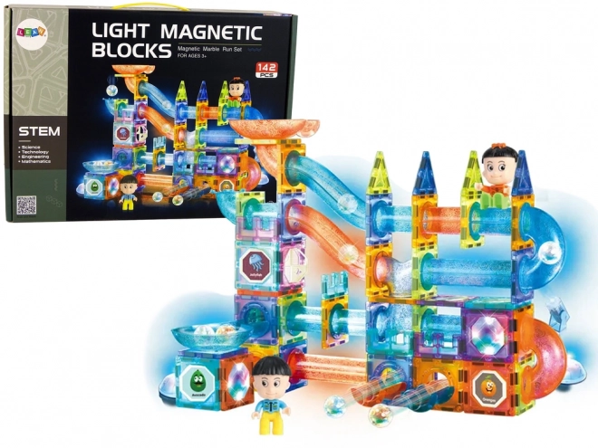 Tobogan luminos pentru bile cu blocuri magnetice