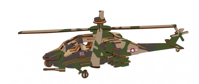 Puzzle 3D din lemn - Elicopter Apache