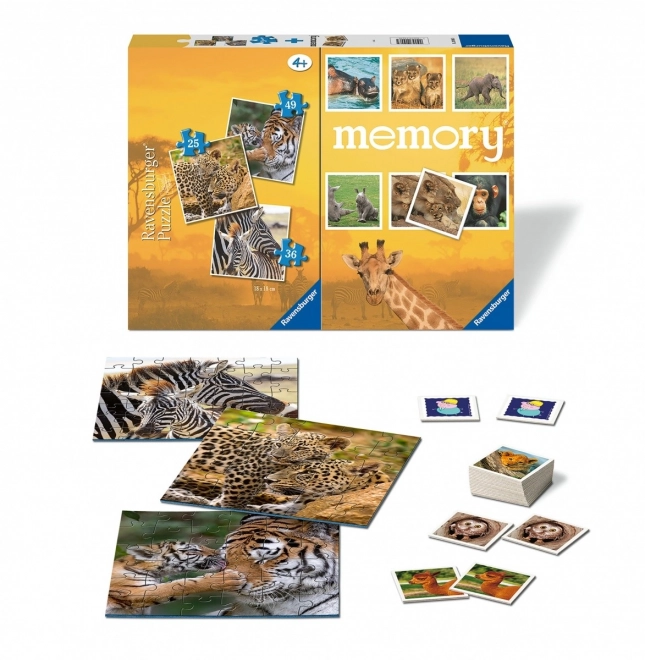 Puzzle 3 în 1 Joc de memorie cu animale sălbatice