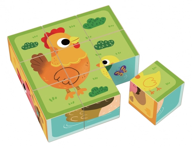 Cărămizi din lemn cu temă de fermă de la 2Kids Toys