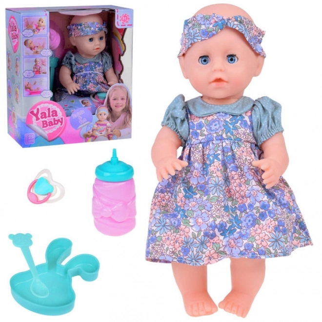 Lăbilă de gumă bebeluș cu accesorii care bea și face pipi