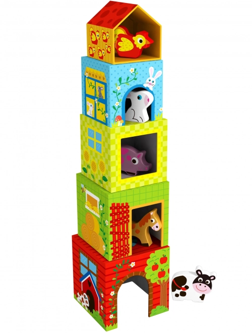 Puzzle cuburi fermă Woopie Green