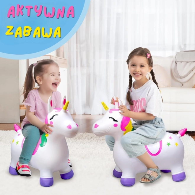 Unicorn săltător alb cu pompă Woopie
