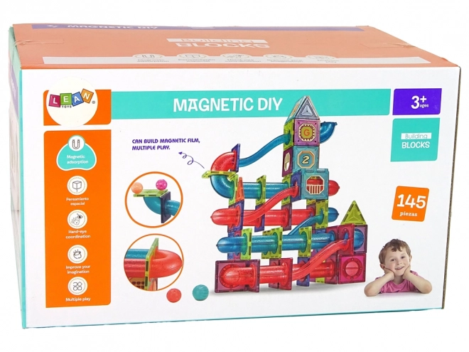 Blocuri de construcție magnetice pentru copii LEAW Toys 145 de piese