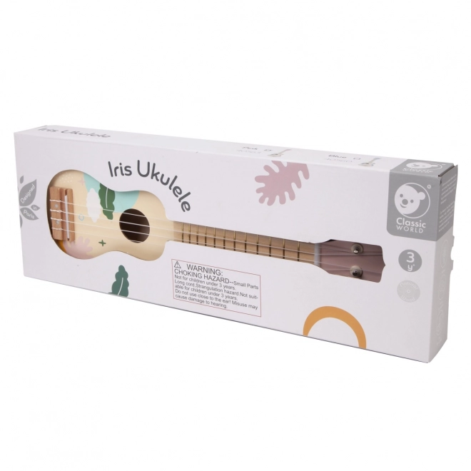 Ukulele din lemn roz pentru copii