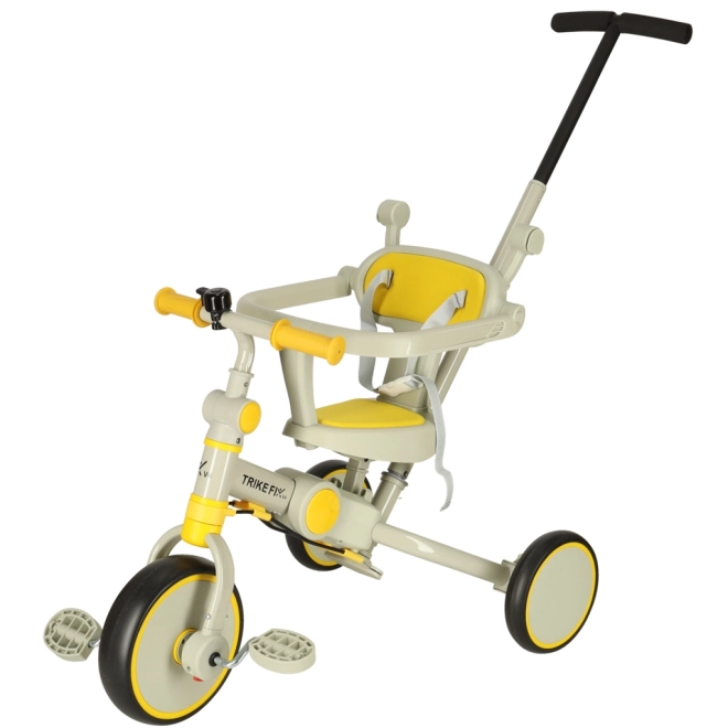 tricicletă multifuncțională cu copertină Trike Fix V4 – gri-galbenă