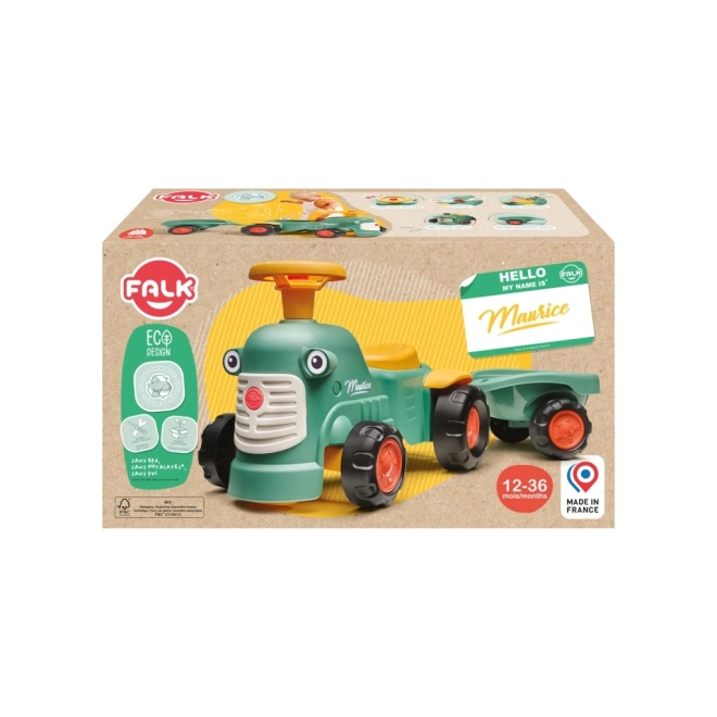 Tractor verde vintage Maurice cu remorcă pentru copii Falk