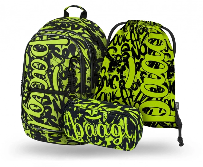 BAAGL 3 SET Core Lime: rucsac, penar, saculet