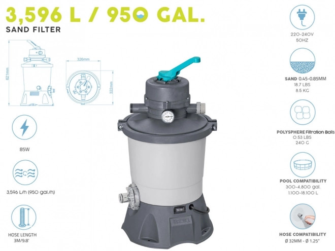 Pompă de filtrare cu nisip Bestway 3596 l/h pentru piscine
