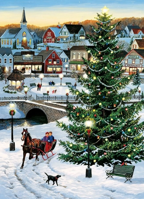COBBLE HILL Puzzle Bradul de Crăciun din sat 1000 de piese