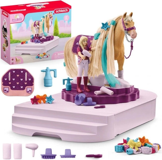 Stație rotativă pentru îngrijirea cailor Schleich Horse Club Sofia's Beauties