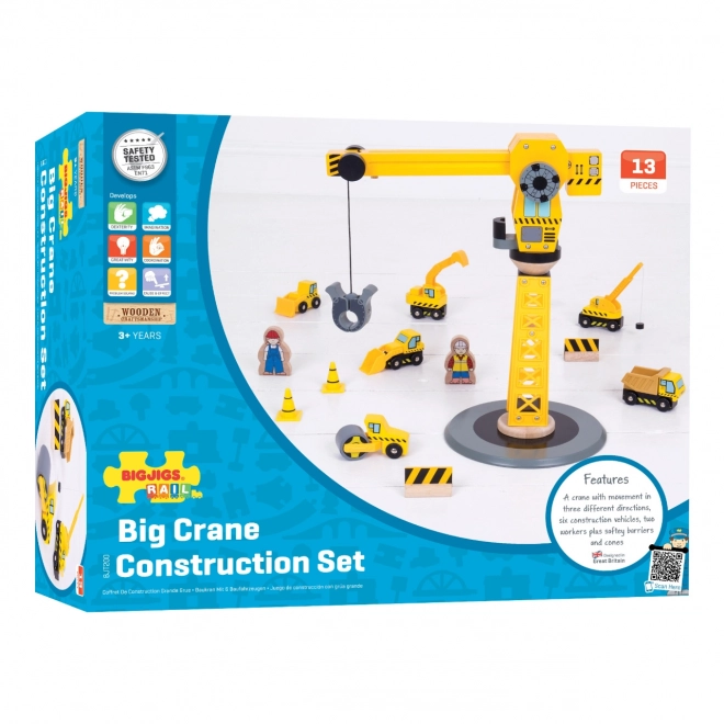 Jeřáb și mașini de construcții Bigjigs Rail