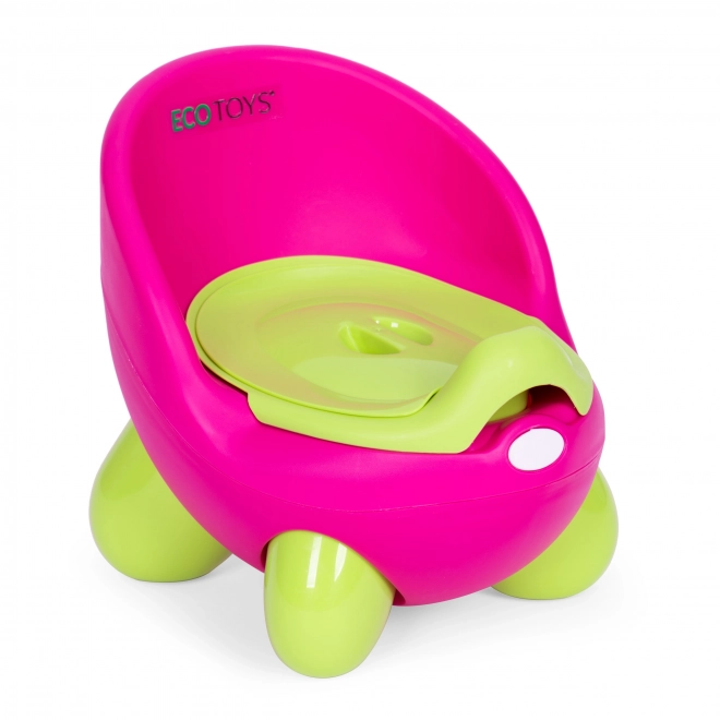 Oliță ergonomică copii cu insert detasabil și picioare antiderapante Roz-Verde Ecotoys